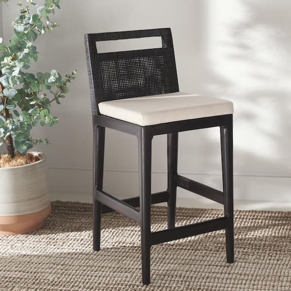Darin 35.5 in. H Black/White Wood Bar Stool