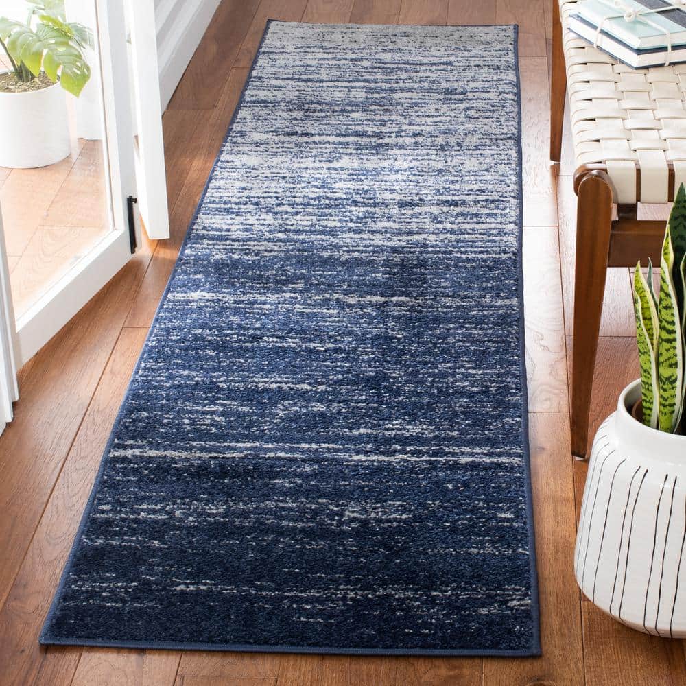 Adirondack 2 ft. x 9 ft. Navy/Gray Solid Color Striped Runner Rug price history on PriceWatchPro