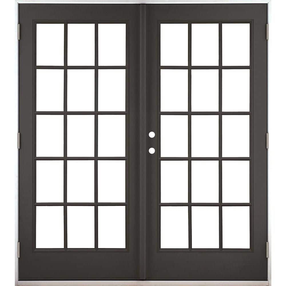 60 in. x 80 in. Black Right-Hand Outswing Fiberglass Full Lite LOE 15 Lite GBG Glass Hinged Patio Door price history on PriceWatchPro