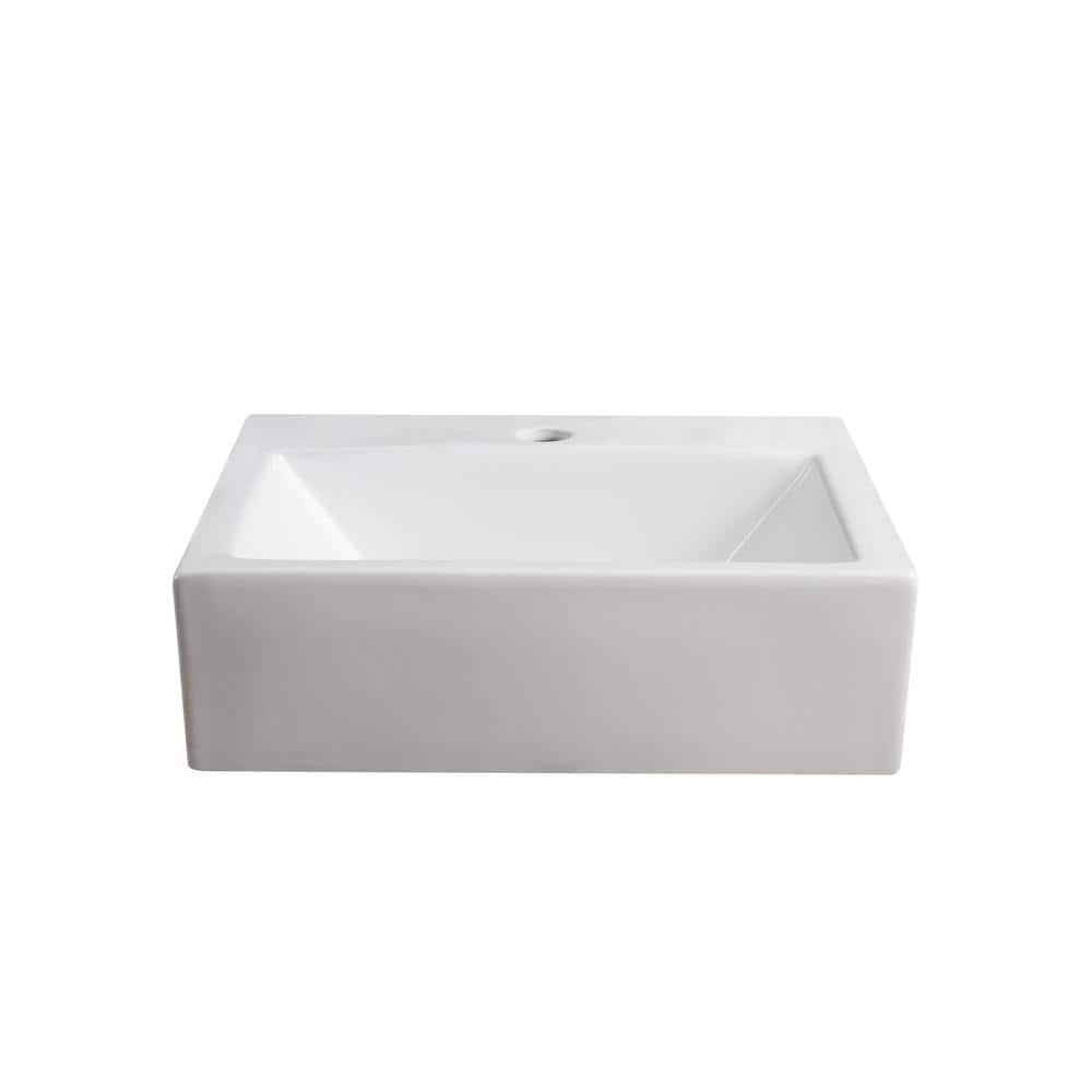 Elanti 17'' White Ceramic Wall-Mount Rectangular Sink