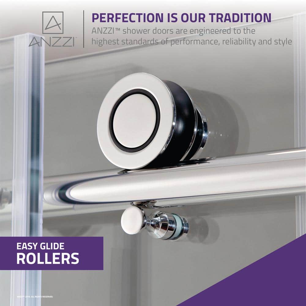 Madam Series 60" x 76" Polished Chrome Frameless Sliding Shower Door