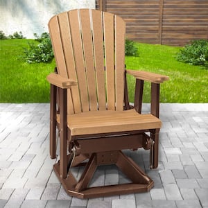 All Poly 27 in. 1-Person Tudor Brown Frame Poly Resin Outdoor Fan Back Swivel Glider with Cedar Seat