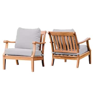 Robin 2-Piece Teak Outdoor Lounge Chair with Oyster Cushions