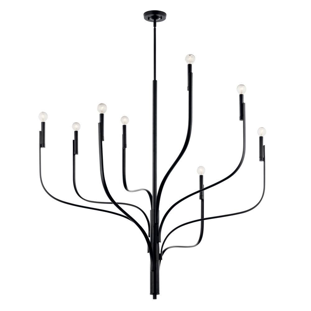 Black 8-Light Asymmetric Candle Chandelier