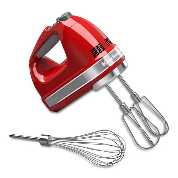 KitchenAid 7-Speed Empire Red Hand Mixer with Beater and Whisk
