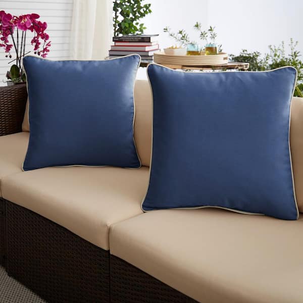 Home Brilliant Outdoor Stripes Large Accent Pillows Cushion  Covers Rustic Euso Sham for Garden Sofa Bed Boy's Room, 2 Packs, 24 x 24  Inch (60x60cm), Navy Blue : Home & Kitchen