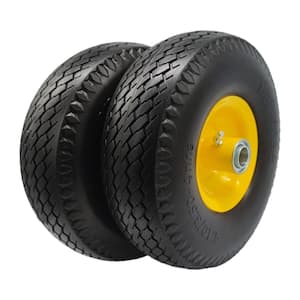 10 in. Flat Free Universal Hand Truck Wheel with 5/8 Axle, 2.25" Offset Hub, 2 Pack