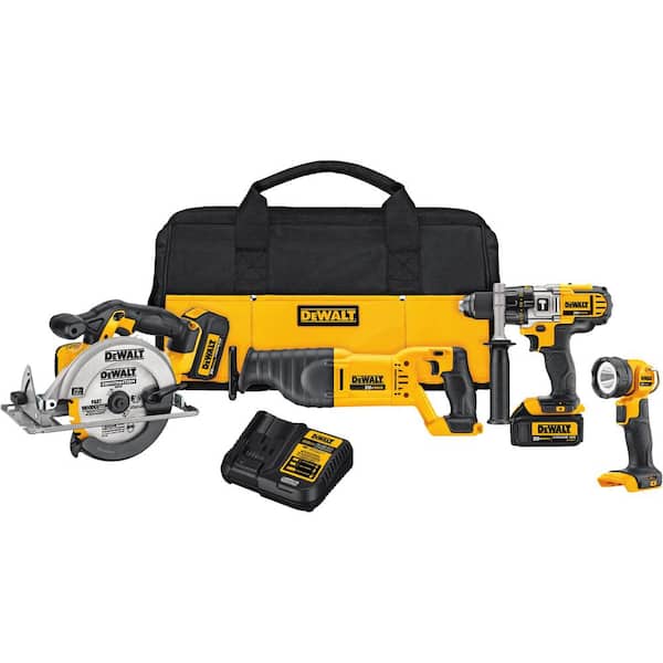 DEWALT 20-Volt MAX Lithium-Ion Cordless Combo Kit (4-Tool) with (2) Batteries 3.0Ah, Charger and Tool Bag
