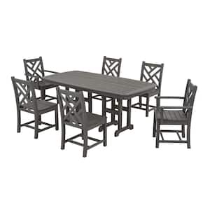 Chippendale Slate Grey 7-Piece Plastic Outdoor Patio Dining Set