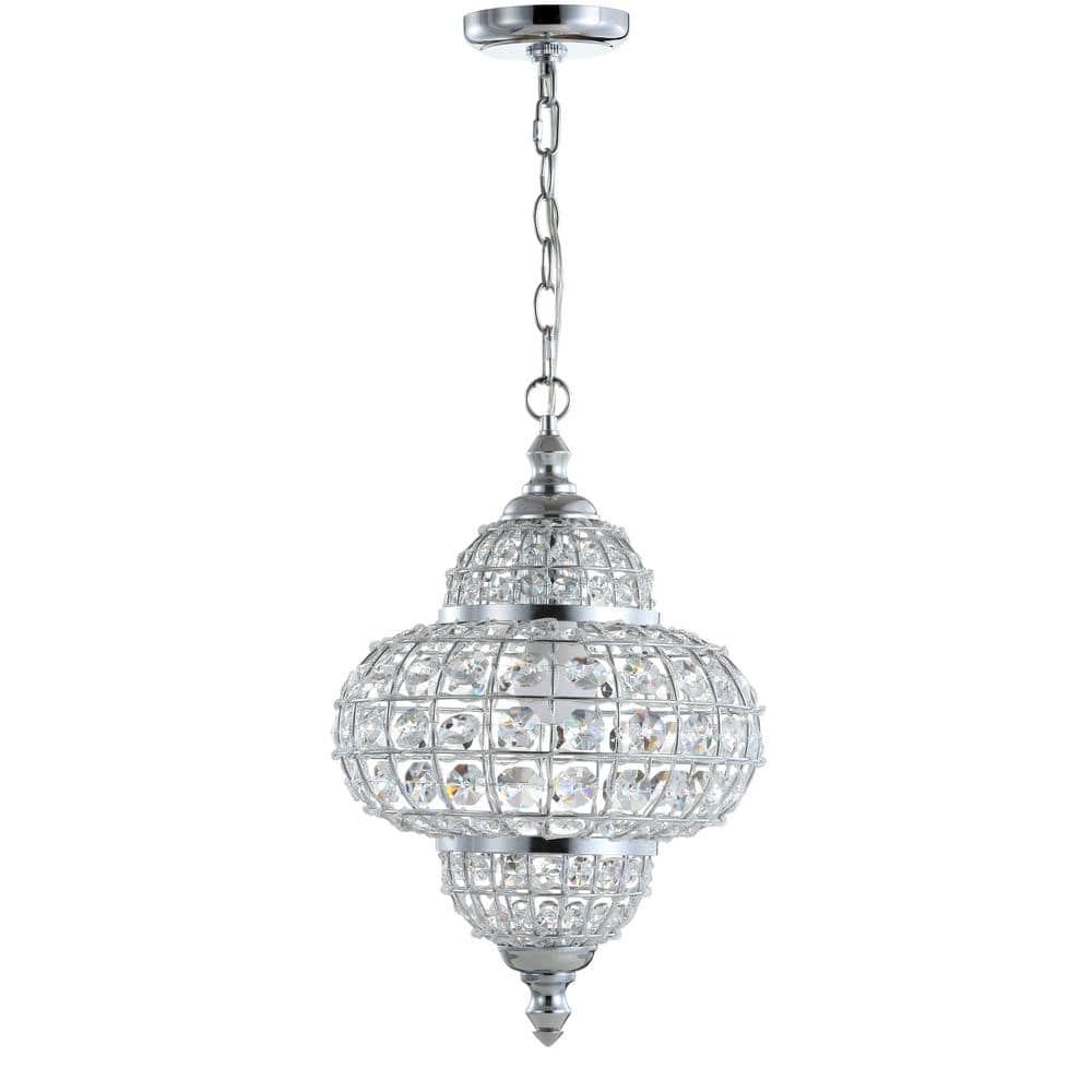 Juliette 19.5" Chrome and Crystal Modern LED Pendant Light