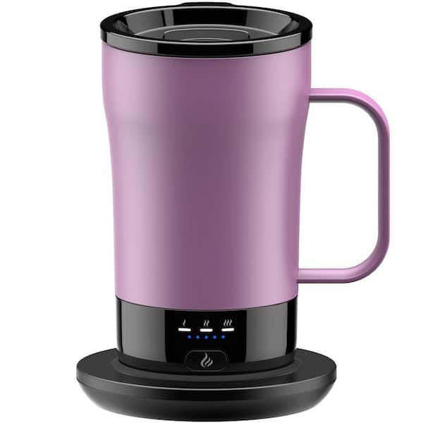 14 oz Black Stainless Steel Heated Coffee Mug with Lid, Temperature Control Drinkware, 1 Piece