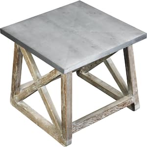 Martin Wood and Metal Side Table - Natural Finish with Zinc Top