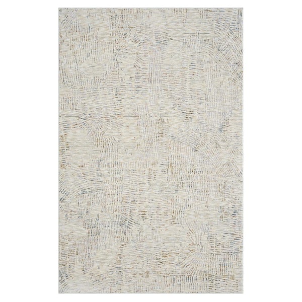 Unbranded Alaya Ivory/Light Gray 7 ft. 9 in. x 9 ft. 9 in. Abstract Performance Area Rug