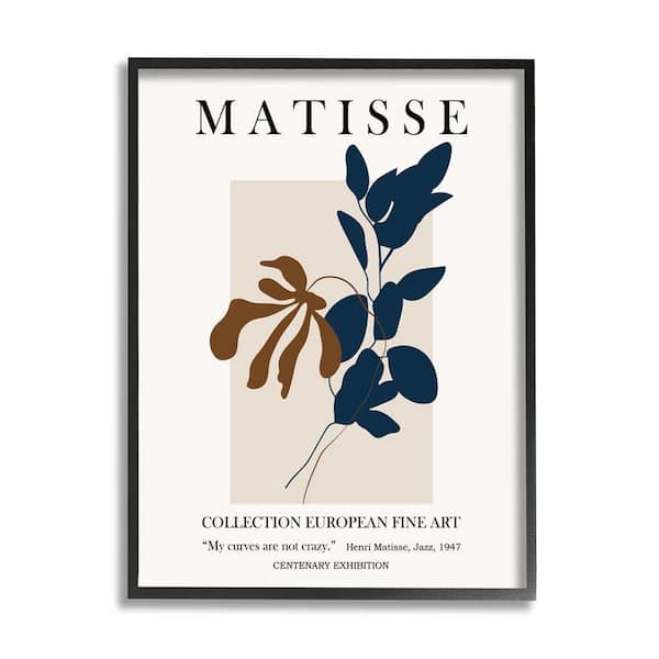 The Stupell Home Decor Collection Bold Modern Botanicals Leaf Silhouettes  Matisse Text by Ros Ruseva Framed Nature Art Print 30 in. x 24 in.  am-149_fr_24x30 - The Home Depot