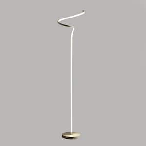 52.5 in. Matte White Curvilinear S-Curve Spiral LED Tube Angled Floor Lamp