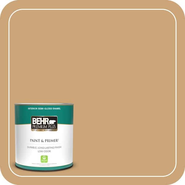 BEHR PREMIUM PLUS 1 qt. #BIC-30 Corkboard color Semi-Gloss Enamel Low Odor Interior Paint & Primer