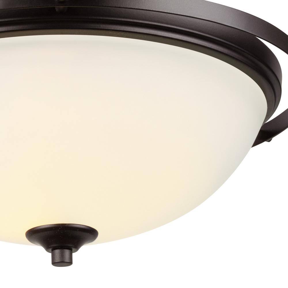 Elegant Bronze and Frosted Glass 14" Globe Flush Mount Light