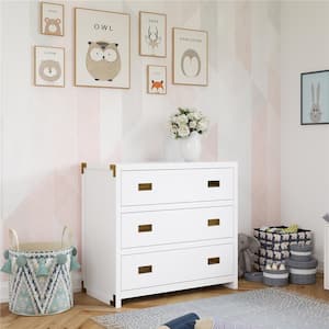 Mylan 3-Drawer White Wood Dresser