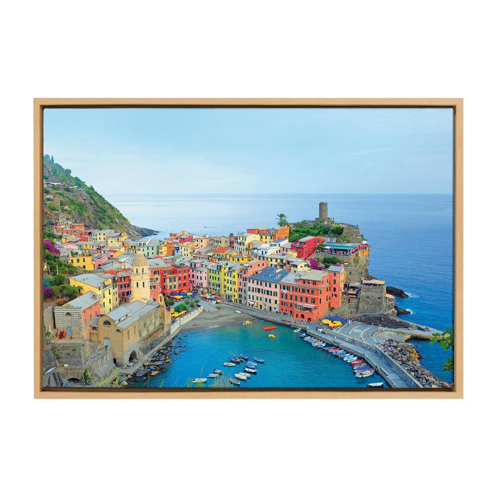 Kate and Laurel Italy Cinque Terre by Rachel Dowd, 1-Piece Framed Canvas Cities Art Print, 23 in. W. x 33 in., Natural