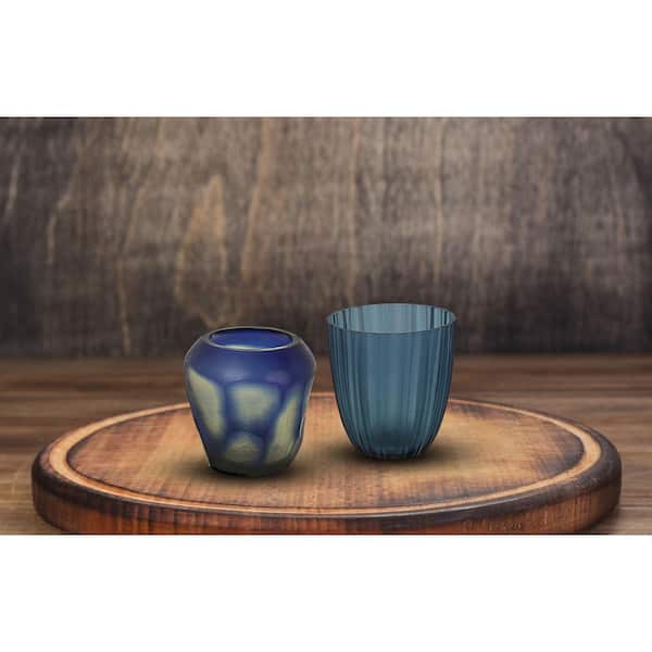 ASPEN Creative CORPORATION:Aspen Creative Corporation Blue Glass Votive Candle Holder (Set of 2)
