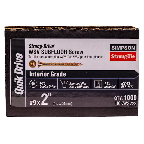 #9 x 2 in. T25 6-Lobe, Flat Head, Strong-Drive WSV Collated Subfloor Screw, Yellow Zinc (1000-Pack)