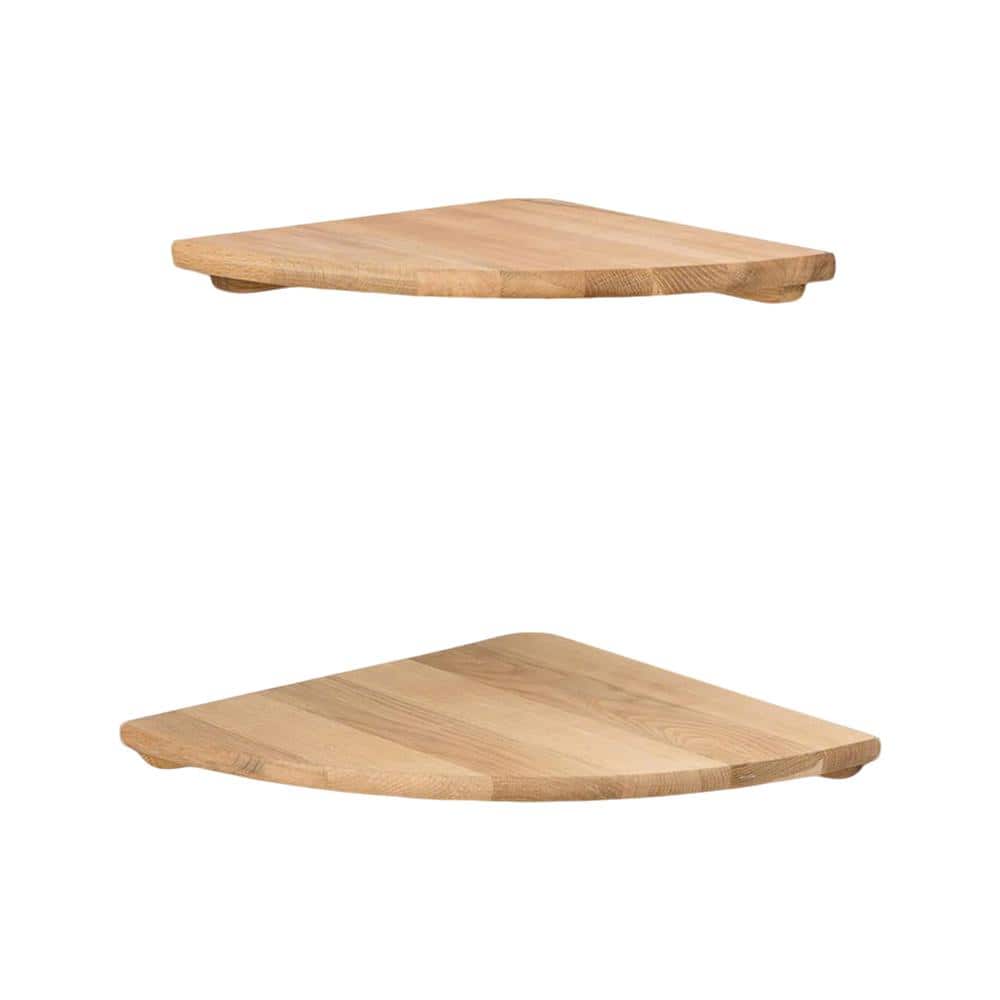 7 in. Oak Round Solid Wood Corner Floating Shelves Set of 2 price history on PriceWatchPro