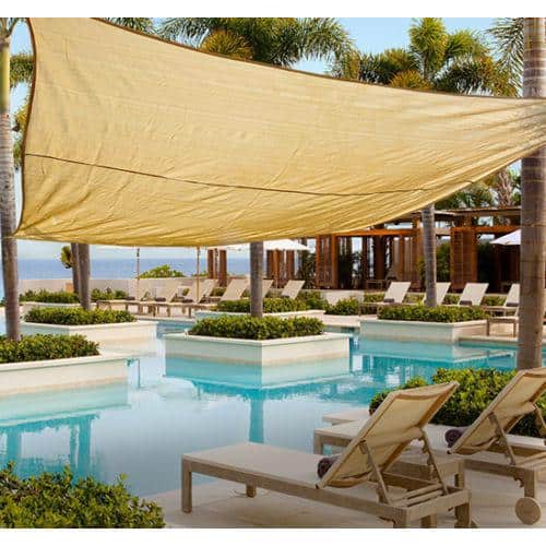Outsunny - 24 ft. x 24 ft. Sand Outdoor Patio Sun Shade Sail Canopy Square UV Resistant