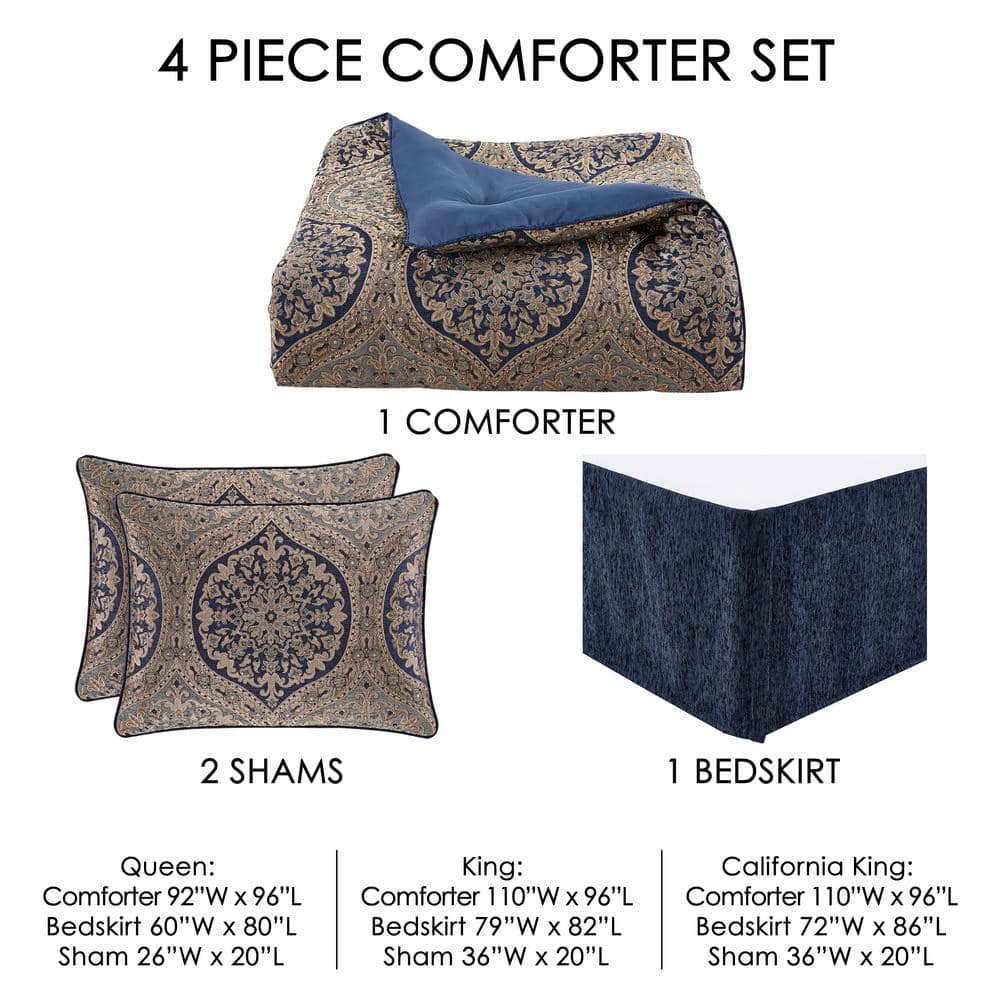 California King Navy Organic Microfiber Comforter Set