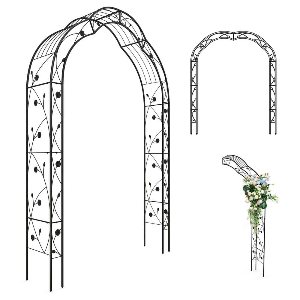 gymax-99-in-x-59-in-metal-garden-arch-arbor-trellis-with-7