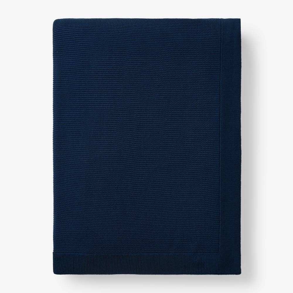 The Company Store Montclair Knit Navy Cotton Twin Blanket 85098W-T-NAVY ...