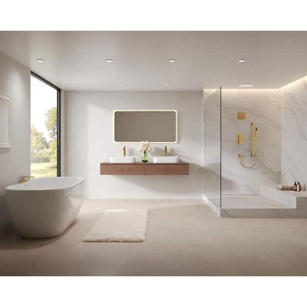 YAWWALK Double Handle Deck Mount Roman Tub Faucet with 360° Swivel