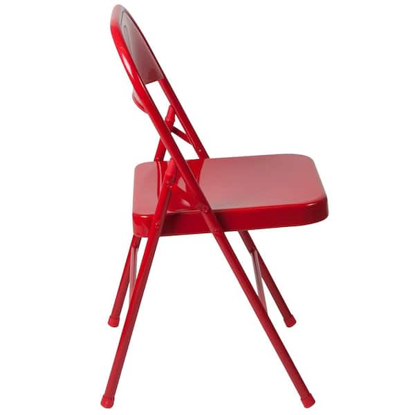 Carnegy Avenue Red Metal Folding Chair (4-Pack) CGA-BD-228594-RE 