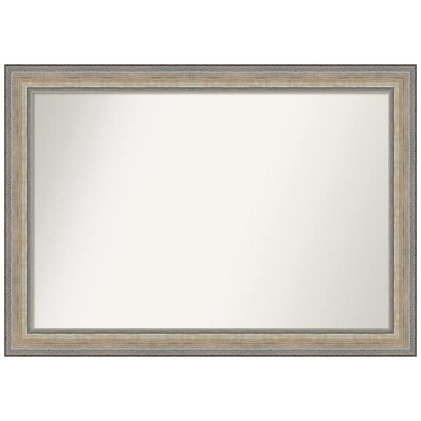 Amanti Art Fleur Silver 41.25 in. x 29.25 in. Non-Beveled Traditional Rectangle Wood Framed Wall Mirror in Silver