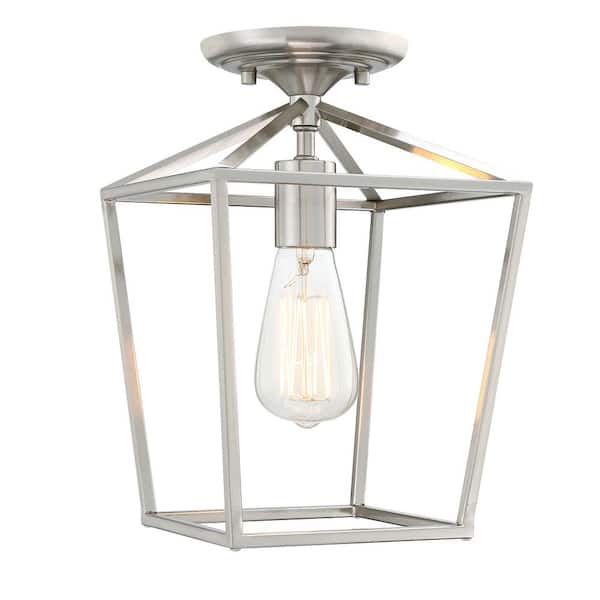 Hukoro FM 1-Light 8 in. Brushed Nickel Semi Flush Mount Light