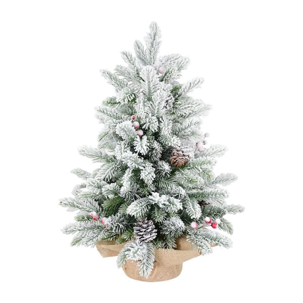 Bansa Rose 3 ft. Unlit Full Fir Tabletop Artificial Christmas Tree with 14 Pine Cones, 14 Red Berries and Memory Wire
