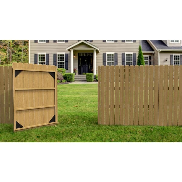 Natures Composites Composite Fence and Gate Picket - Dog Ear - Timber Brown - 3/8in. x 5in. x 5 3/4ft. (7-Pack)