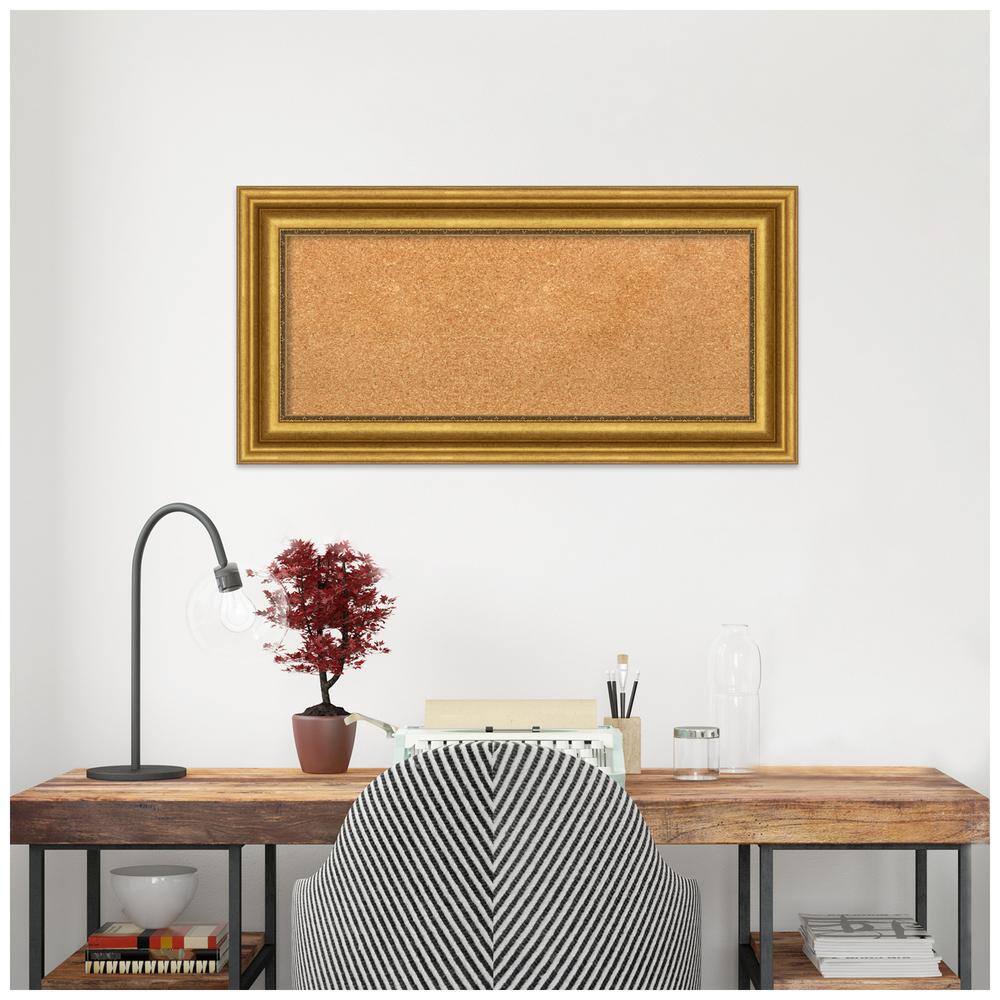 Parlor Gold Framed Natural Cork Bulletin Board 36x18