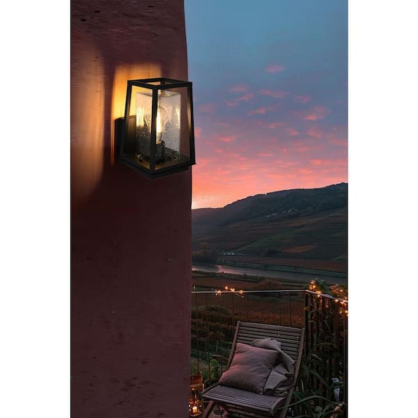 9.5 in. Black Outdoor Hardwired Wall Sconce with No Bulbs Included
