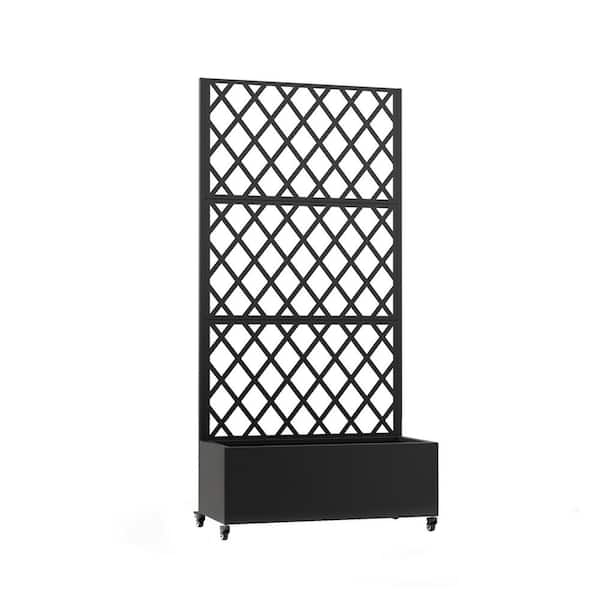 6 ft. H x 3 ft. W Metal Planter Box with Trellis Black