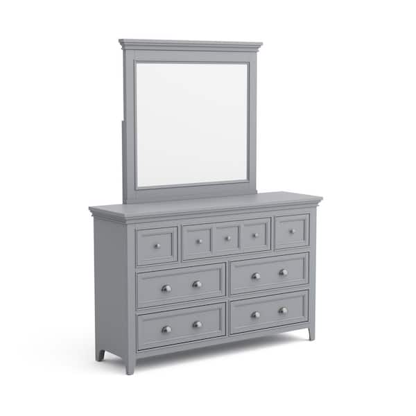 Furniture of America Ranchero 7-Drawer Gray Dresser with Mirror (78 in. H X 56 in. W X 18 in. D)