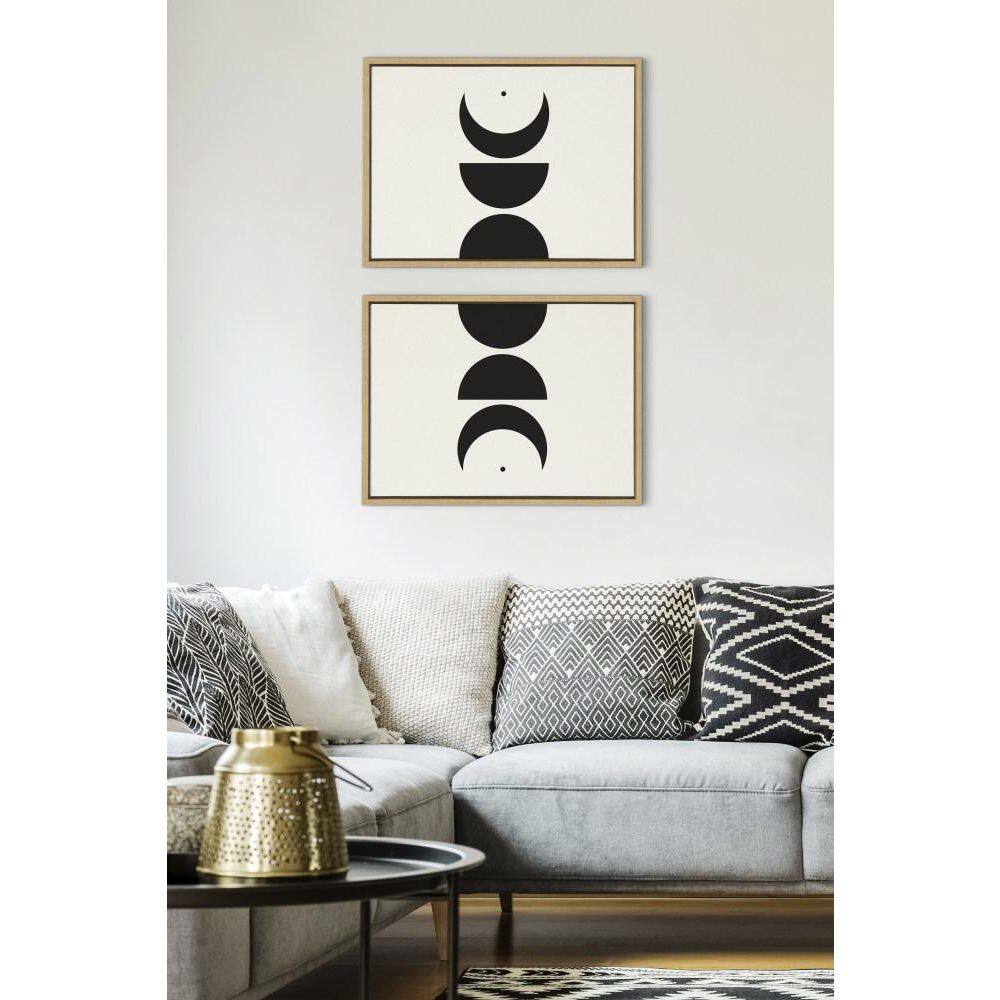 Modern Geometric Moon Phases Black and White Canvas Art Set