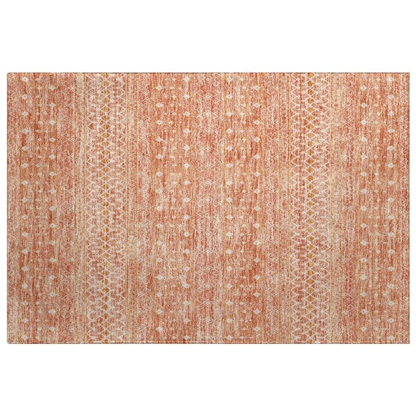 Dream Shag Premium Machine Washable Abstract ADS709 Salmon 3 ft. x 4 ft. Area Rug