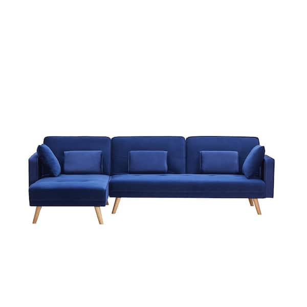 Z-joyee 104.5 in. Blue Velvet Twin Sleeper Size Left Facing Sofa Bed  Folding Sofa P-Q202200107 - The Home Depot