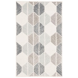 Ebony Gray/Ivory Doormat 3 ft. x 5 ft. Geometric Area Rug