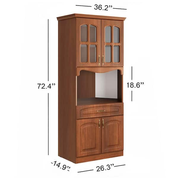 LIVING SKOG Galiano 73 in. White Kitchen Pantry Storage Cabinet Buffet with  Hutch For Microwave with Drawer P7 - The Home Depot