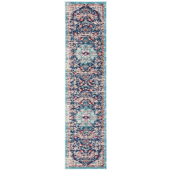 SAFAVIEH Madison Black/Teal 2 ft. x 18 ft. Runner Rug