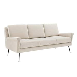 Chesapeake 76.5 Beige Fabric 3-Seater Sloped Arm Sofa with Removable Cushions