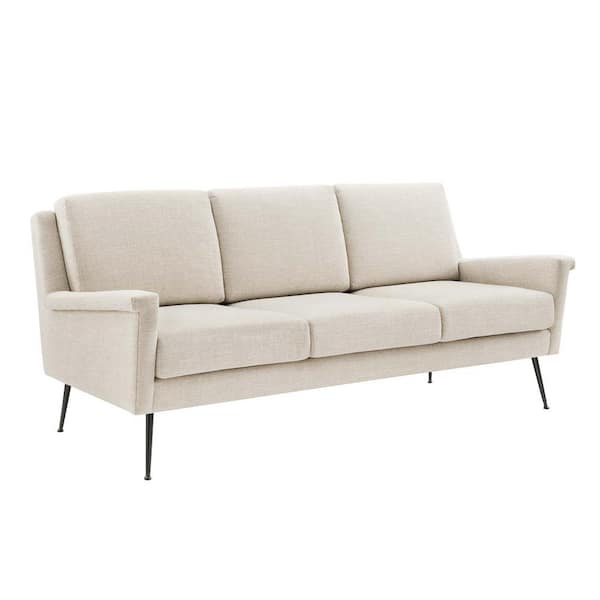 MODWAY Chesapeake 76.5 Beige Fabric 3-Seater Sloped Arm Sofa with Removable Cushions