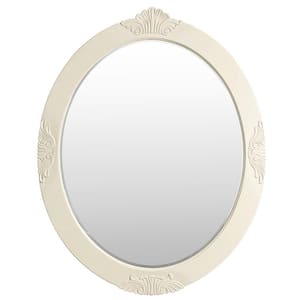 Winslow 30 in. W x 38 in. H Oval Wood Framed Wall Bathroom Vanity Mirror in antique white