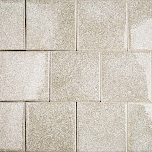 Ivy Hill Tile Roman Selection Iced Light Cream 4 in. x 4 in. x 8 mm Glass Mosaic Tile